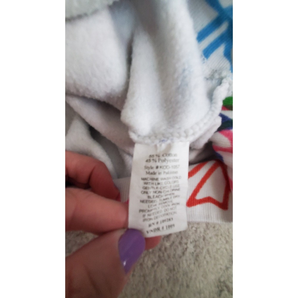 Vintage Havana Girls White Rainbow Bow Print Sweatshirt XL 16 - Picture 7 of 8